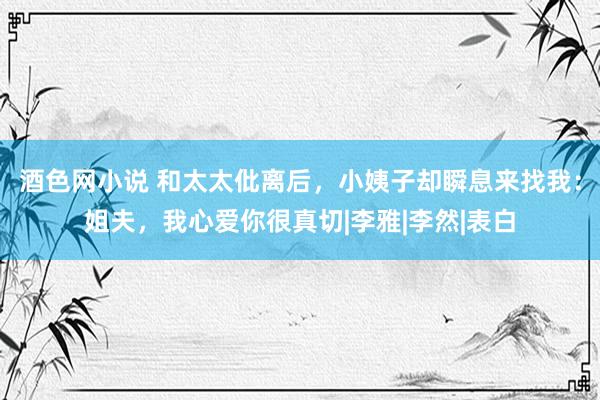 酒色网小说 和太太仳离后，小姨子却瞬息来找我：姐夫，我心爱你很真切|李雅|李然|表白