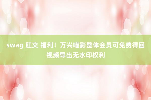 swag 肛交 福利！万兴喵影整体会员可免费得回视频导出无水印权利