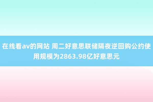 在线看av的网站 周二好意思联储隔夜逆回购公约使用规模为2863.98亿好意思元
